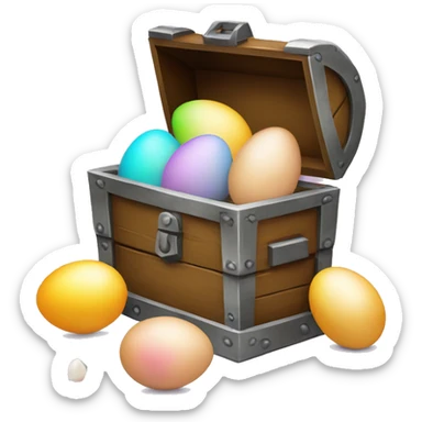 treasure chest with three eggs for easter sticker