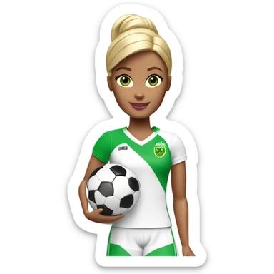 Soccer player Barbie crown green eyes sticker