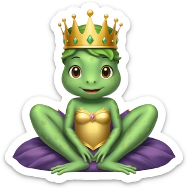 cute frog princess sitting on bed sticker