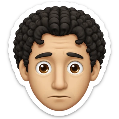 Light brown man with curly black hair and a big nose that’s frowning sticker