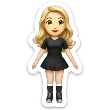caucasian-curvy-figure skater girl short-black-skirt-back-and-front-views-long-white-socks sticker
