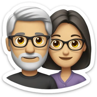 Caucasian couple with dark hair and glasses sticker