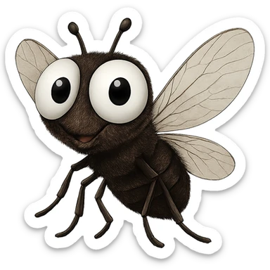 can you change its colors to look more like a real fly. leave the eyeballs white. trasparent background sticker