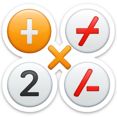 Four basic math operation symbols: plus, minus, multiplication, division sticker