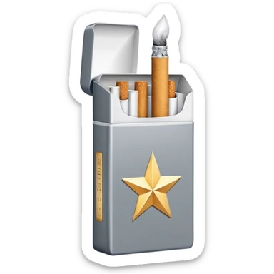 7 stars grey shining cigaret pack with a few little white cigaret inside sticker