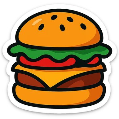 cartoon burger sticker