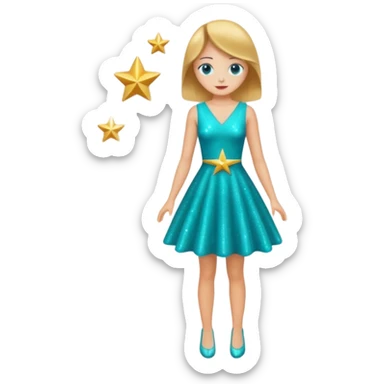 star wearing a turquoise dress shaped into a star not a person sticker