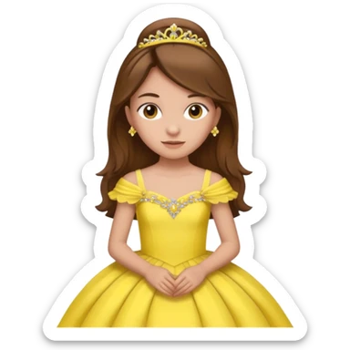 Girl with brown hair, yellow quinceañera dress sticker