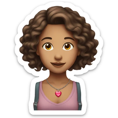 Girl brunette  with a lot of heart  sticker