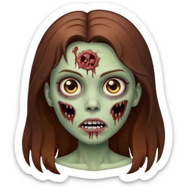 girl zombie with long brown hair sticker