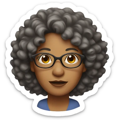 middle age woman with glasses and curly hair sticker