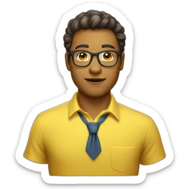a nerd wearing a yellow shirt sticker