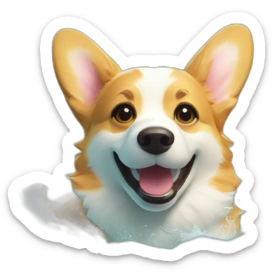 Swimming corgi water happy summer sticker