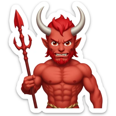 red satan with Poseidon trident sticker