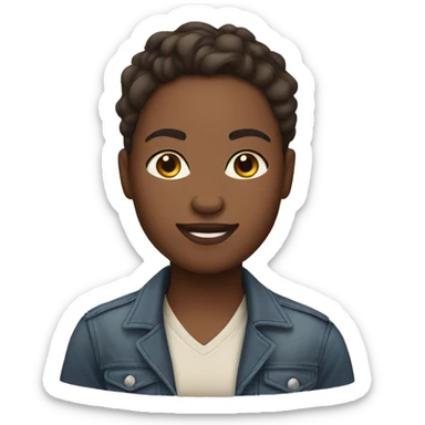 African American female couple with one masculine partner that is a lighter skin complexion.  sticker