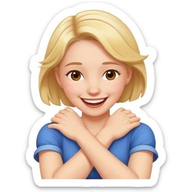 arms crossed holding neck laughing girl  sticker