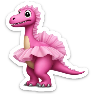 Pink dinosaur with tutu i sticker