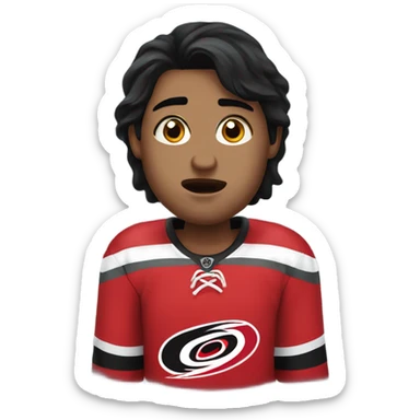 Crying carolina hurricanes hockey fan with black hair sticker
