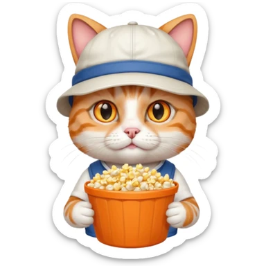cat with with rapper popcorn with opticals sticker