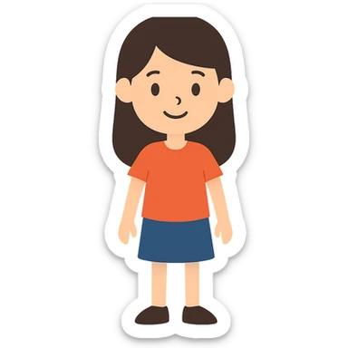 flat toon style girl character sticker