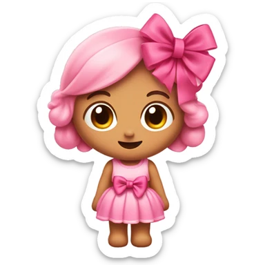 Cinnamorol wearing a pink dress with ribbons and a cute pink bow on his head sticker