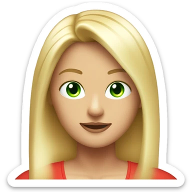 Very blonde blonde with straight hair with green very green light eyes with a red tank top with medium breasts sticker