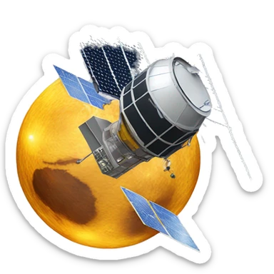 A satellite with three solar panels sticker