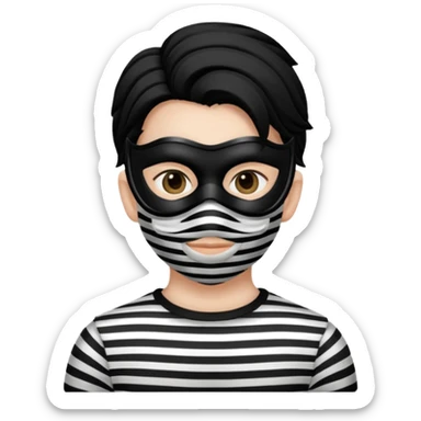 burglar with mask and black white stripe clothes sticker