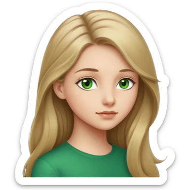 Girl profile picture with long dark blonde hair and green eyes  sticker
