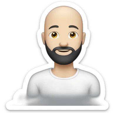 Bald white boy with black beard hugging sticker