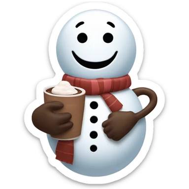Snow man with hot chocolate  sticker