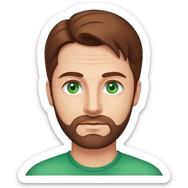 40 years old Man with brown hair combed upwards. With green eyes sticker