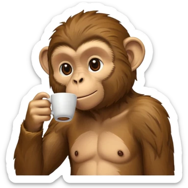 side profile monkey sipping coffee  sticker
