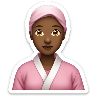 a girl wearing a pink robe  sticker