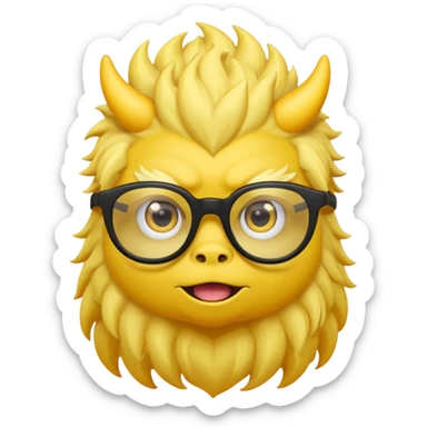 little jet black monster with yellow aura field and glasses sticker