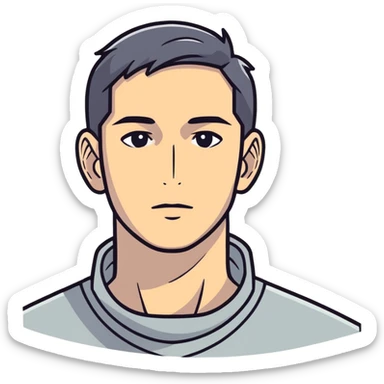 black haired male portrait sticker