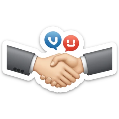 handshake and user icons, CRM theme sticker