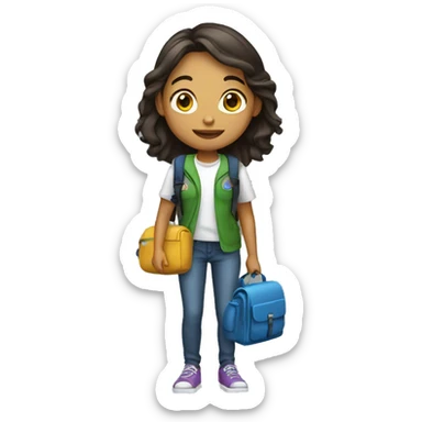 femate student with school bag sticker