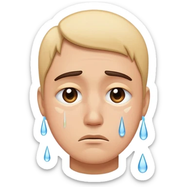 sad face with tears streaming down sticker