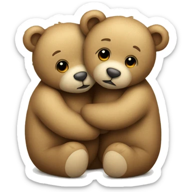 two teddy bears hugging each other with a beige heart at their side sticker