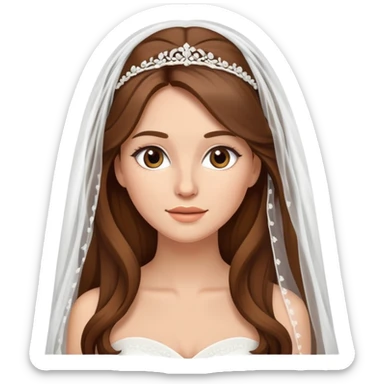 beautiful brown long hair modern bride with veil sticker
