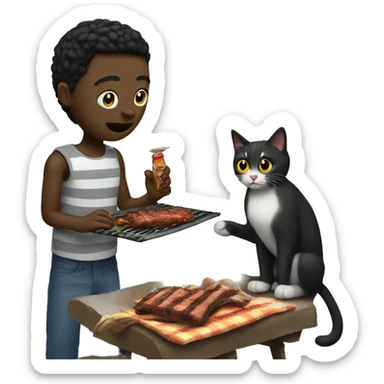 haitian migrant has bbq with befiended cat sticker