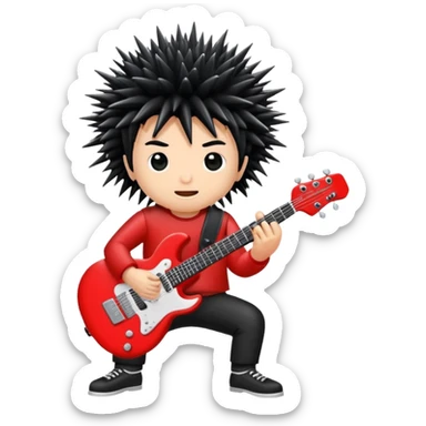 playing red electric guitar cute black sea urchin sticker