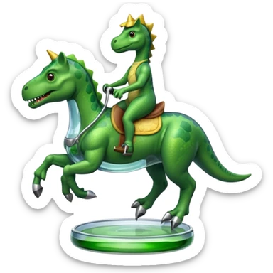 Dinosaur with glass riding horse sticker