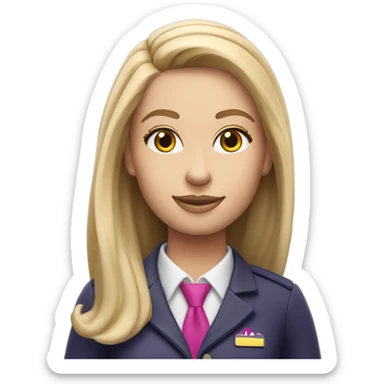 A wizz air flight attendant with long straight blonde hair sticker