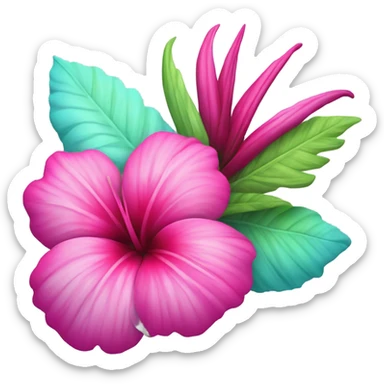 Realistic magenta,hot pink,tiffany blue and mint green tropical flower isolated.  sticker