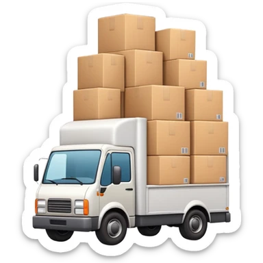 delivery truck overflowing with packages in the back sticker