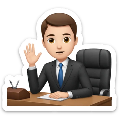 un recruteur qui pose une question à son bureau à un candidat sticker