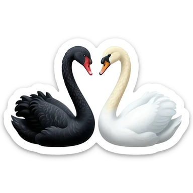 Black swan and white swan facing each other sticker