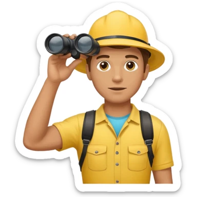 Male lifeguard – yellow shirt, binoculars in hand, scanning the sea sticker